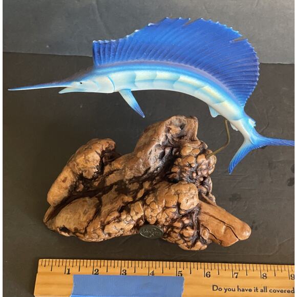 Vintage JOHN PERRY Blue Marlin Swordfish Jumping Out Water Sculpture